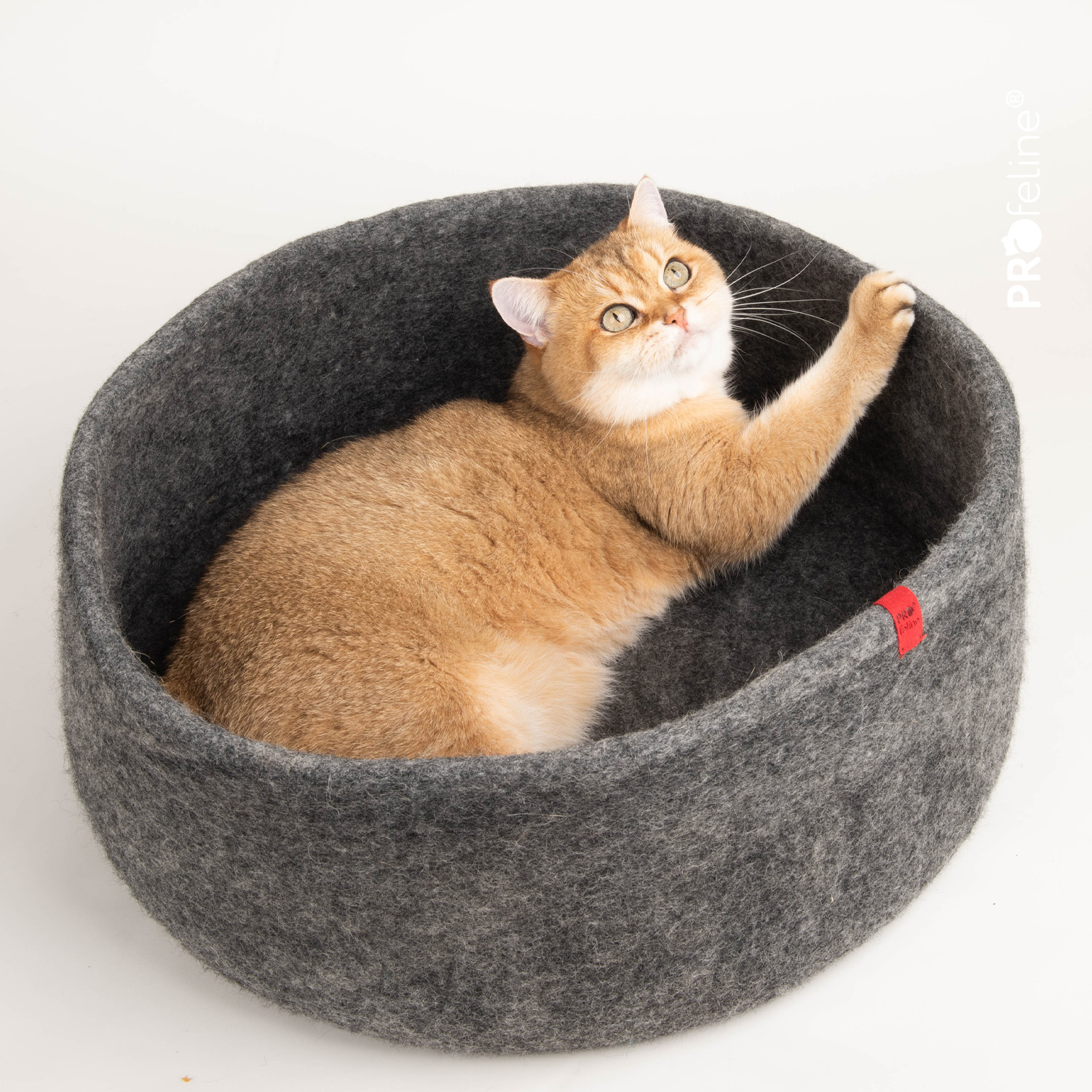 Felt Basket – Hand-Felted Cat Bed / Anthracite