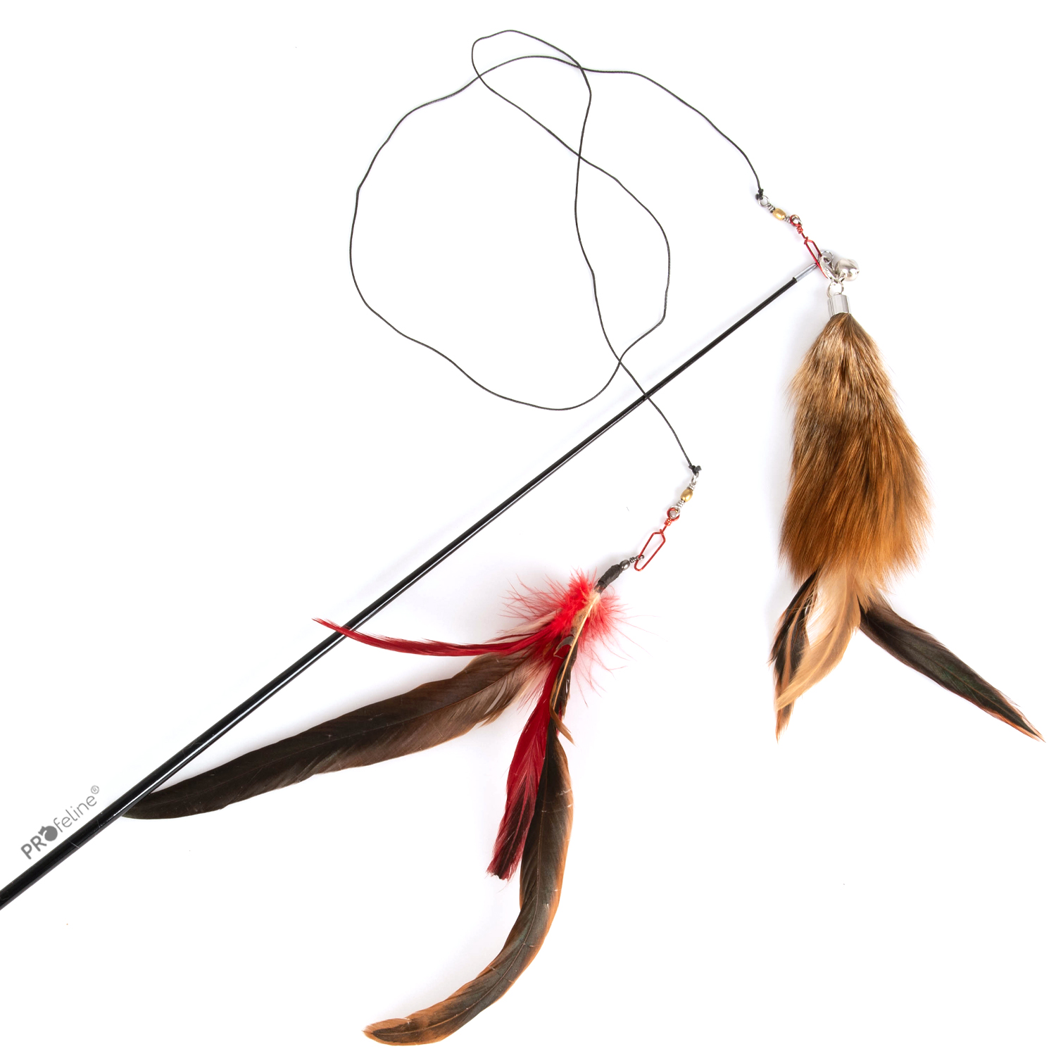 XXL Katzenangel mit Feder und Fellanhänger