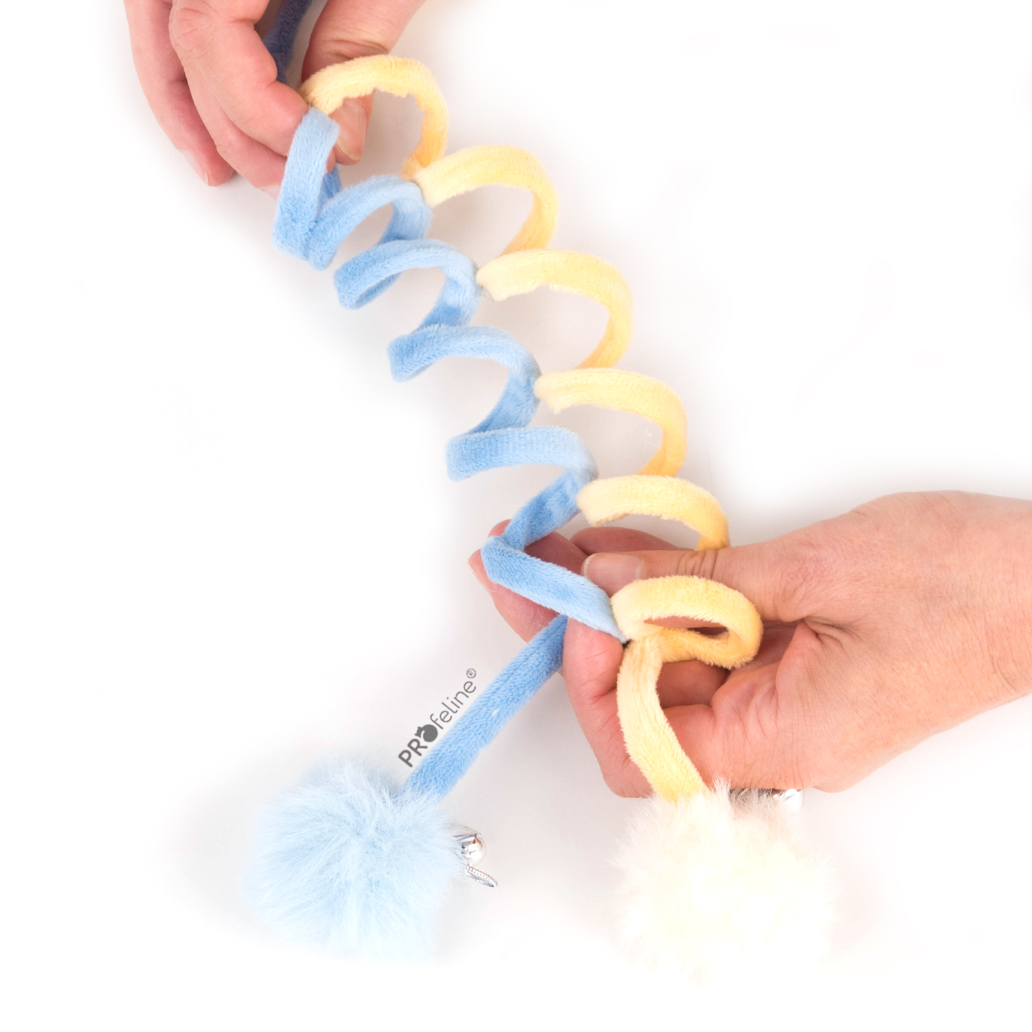 Ersatzanhaenger Springfeder für Katzenangeln blau und gelb