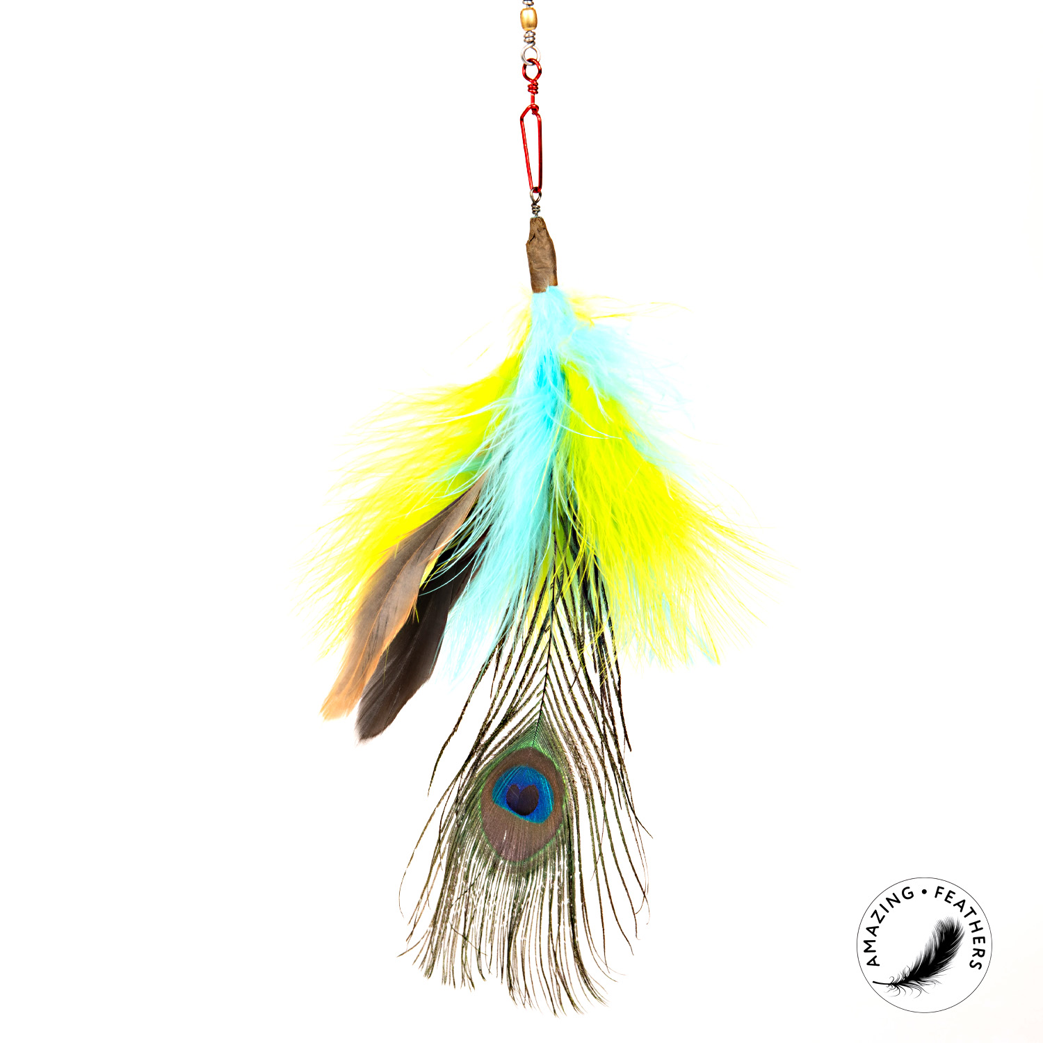 Katzenspielzeug Federanhänger Pfauenauge für Katzenangeln