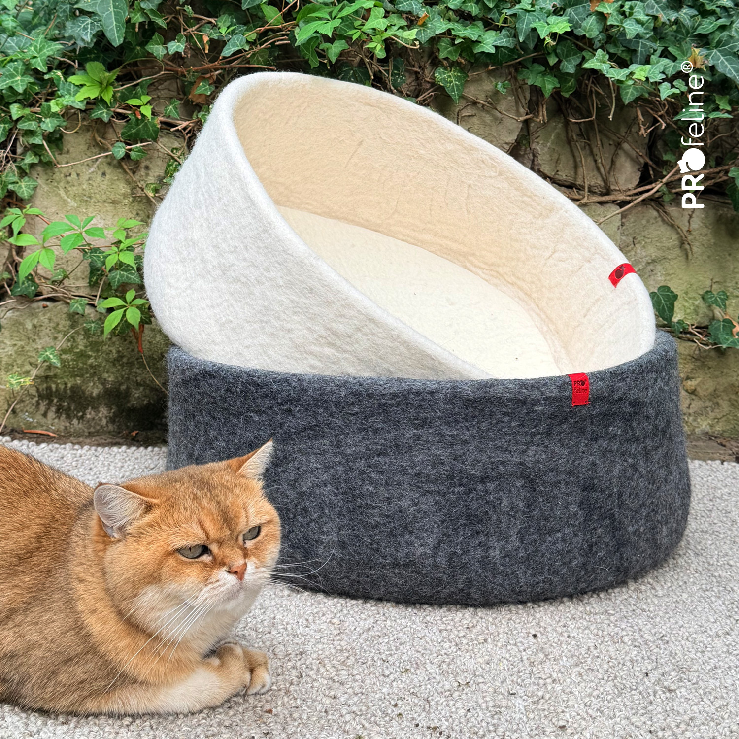Felt Basket – Hand-Felted Cat Bed / Anthracite